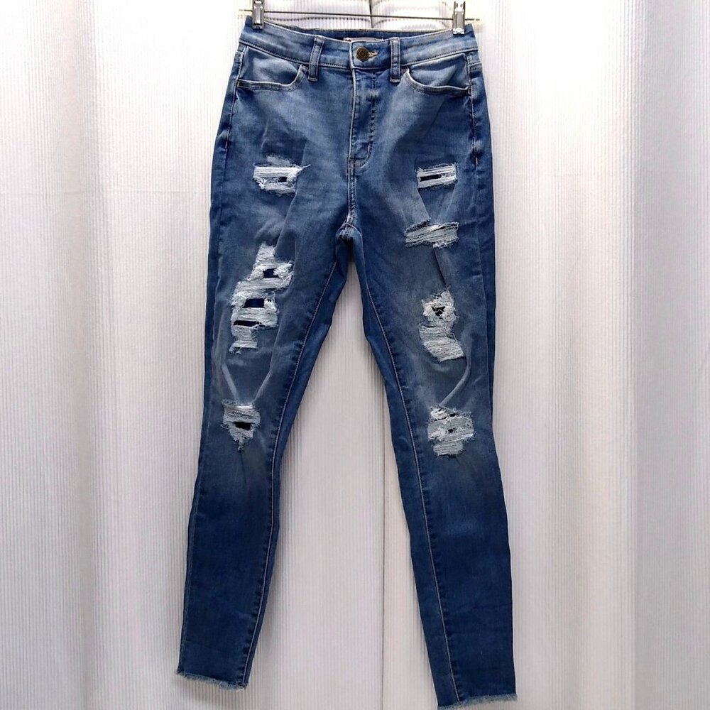 SO Super High Rise Curvy Jegging Tag Size 7/28W Actual 26x28 Distressed Denim